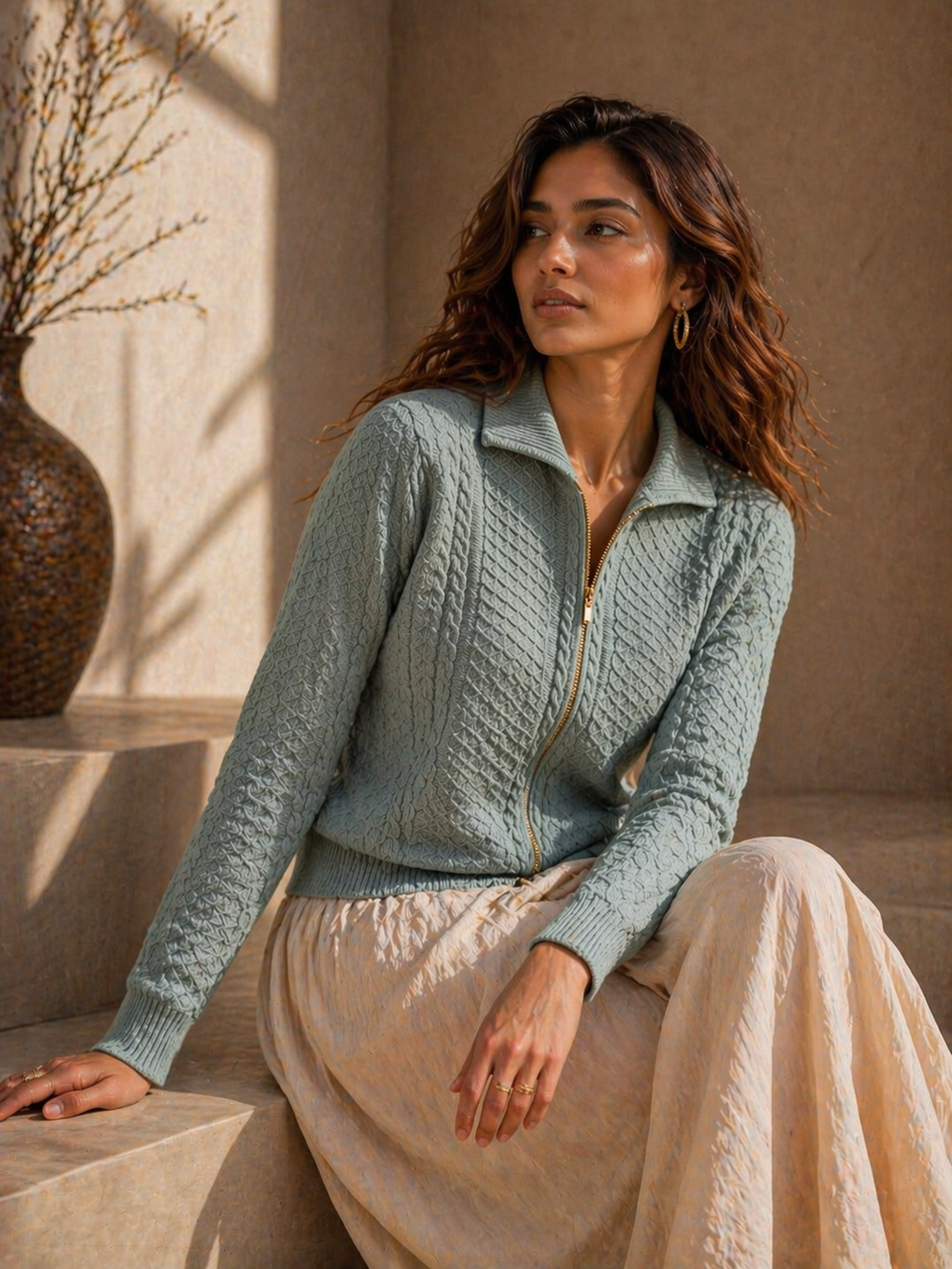 Blue Zipper Cardigan