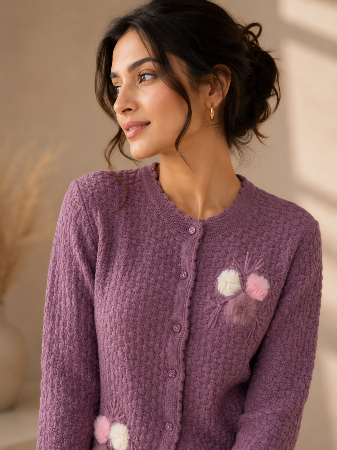 Purple Knitted Cardigan