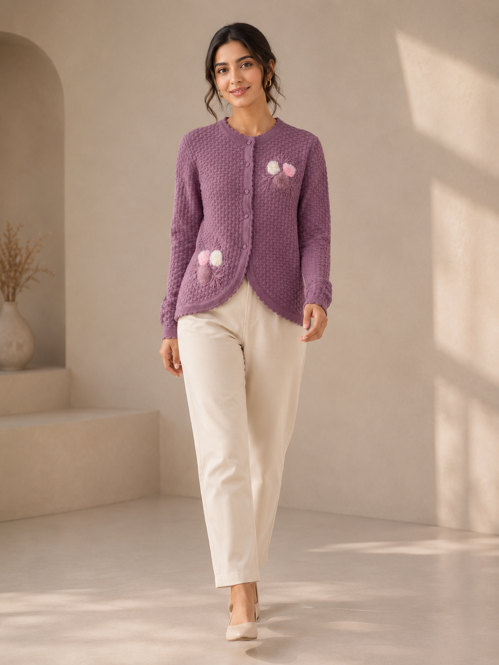 Purple Knitted Cardigan