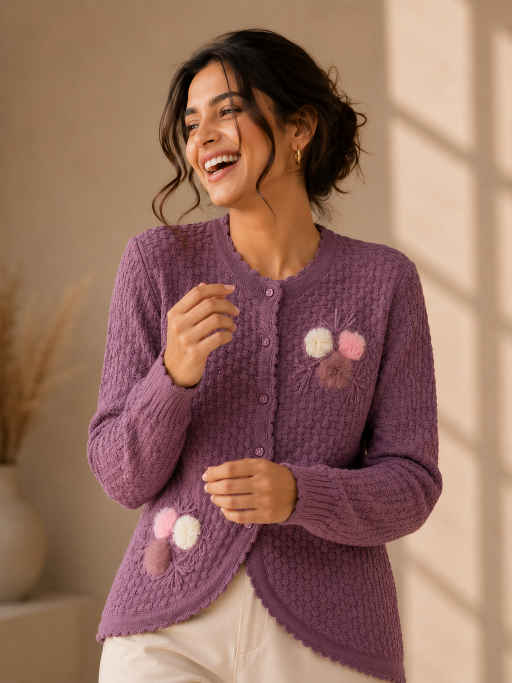 Purple Knitted Cardigan