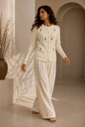 Flower Knitted Cream Cardigan