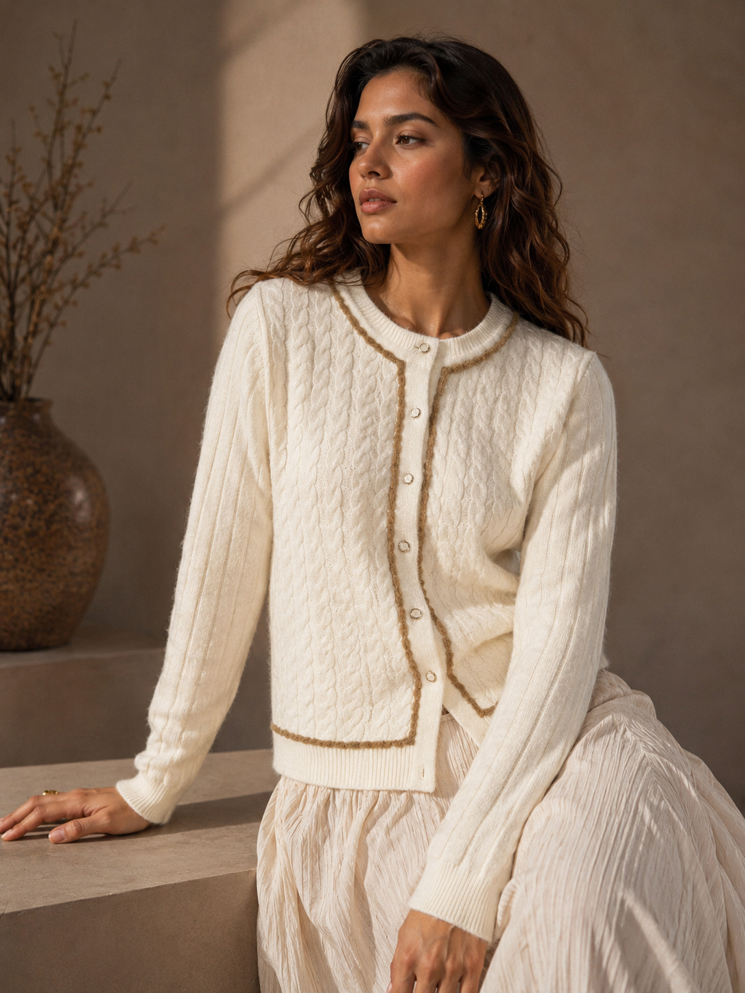 Knitted cream cardigan