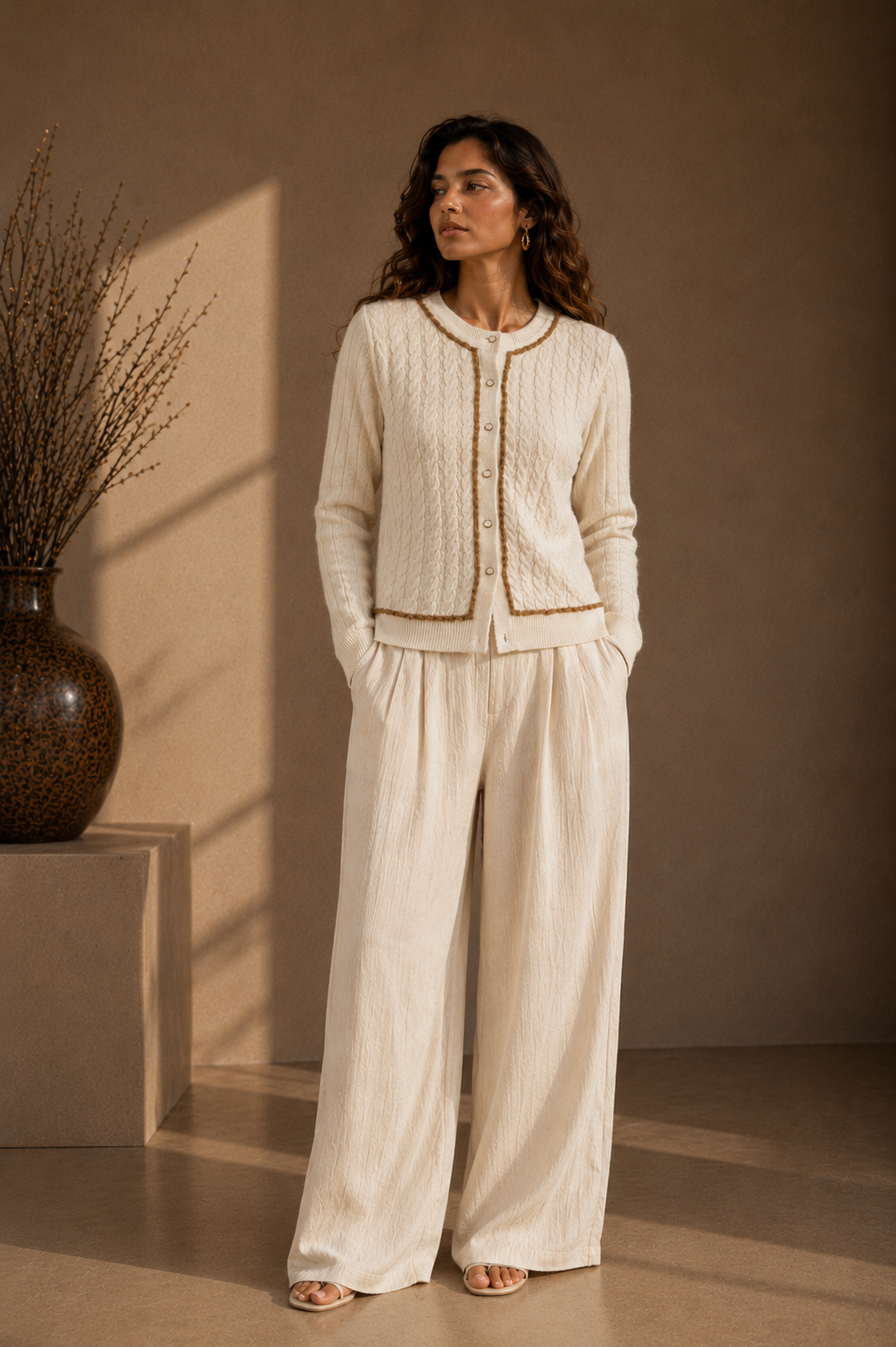 Knitted cream cardigan