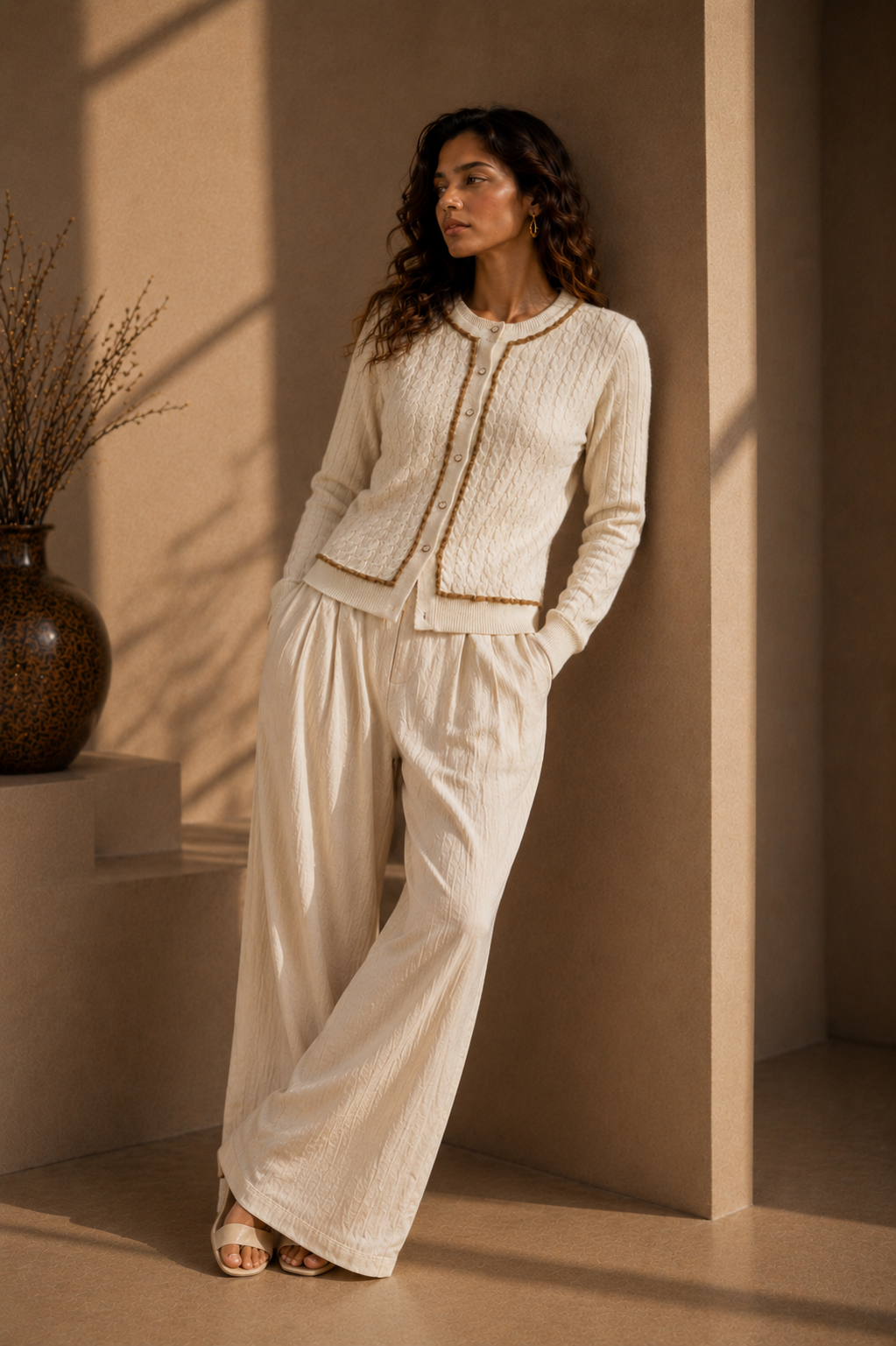 Knitted cream cardigan