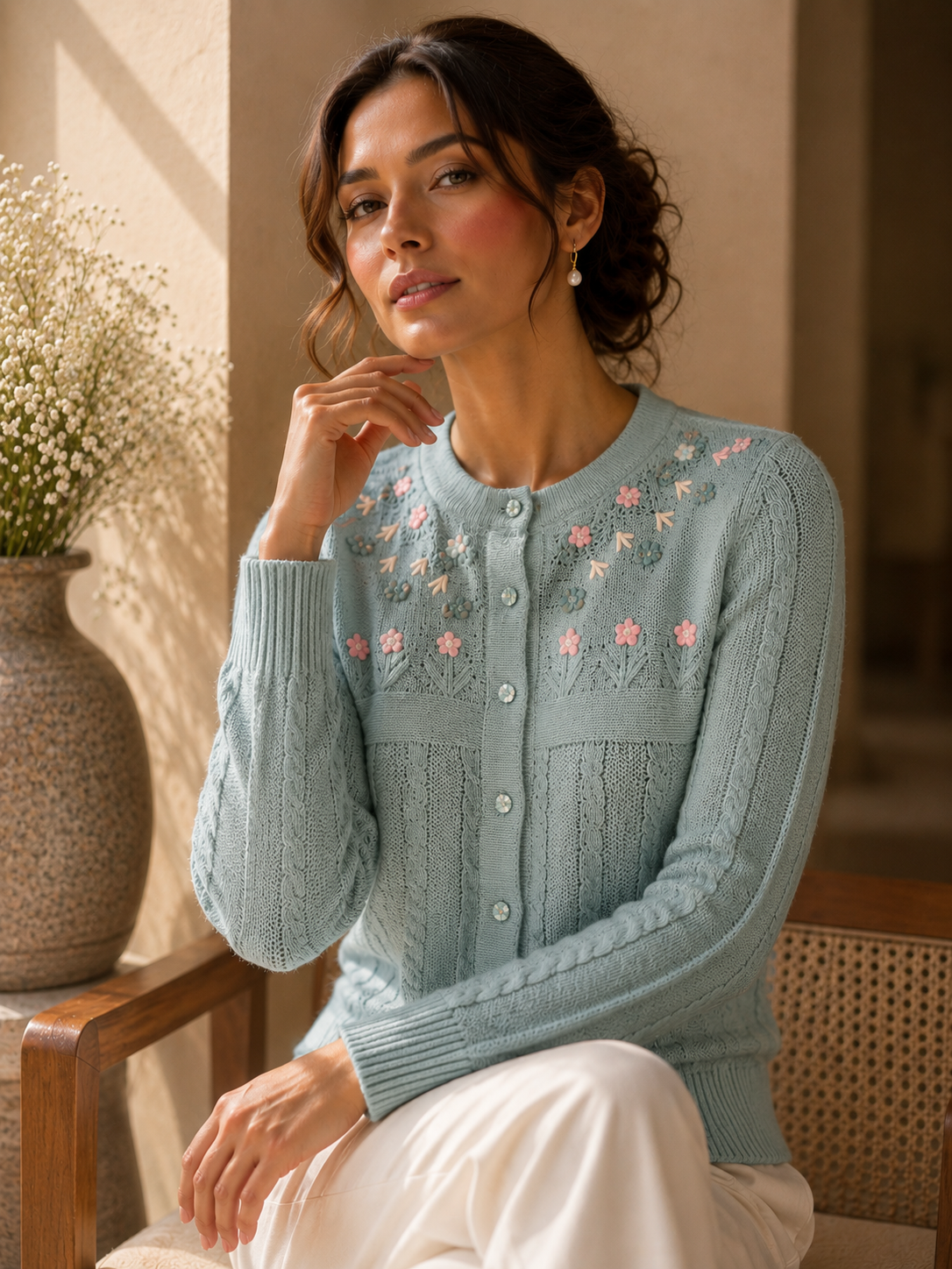 Blue Knitted Cardigan