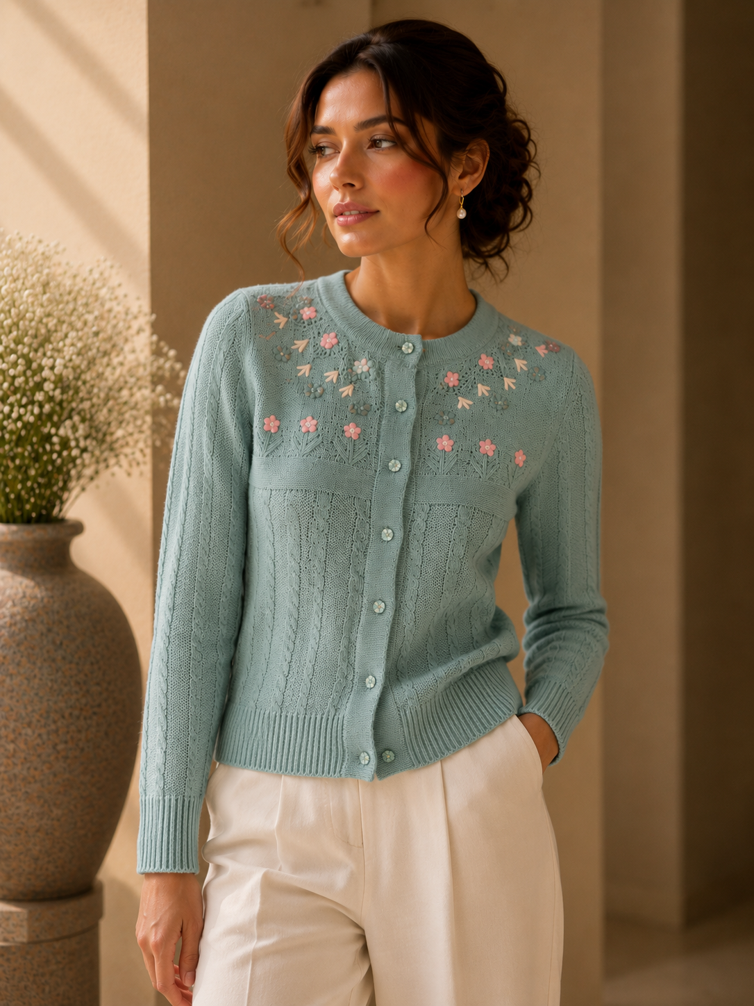 Blue Knitted Cardigan