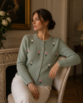Sage Green Knitted Flower Cardigan