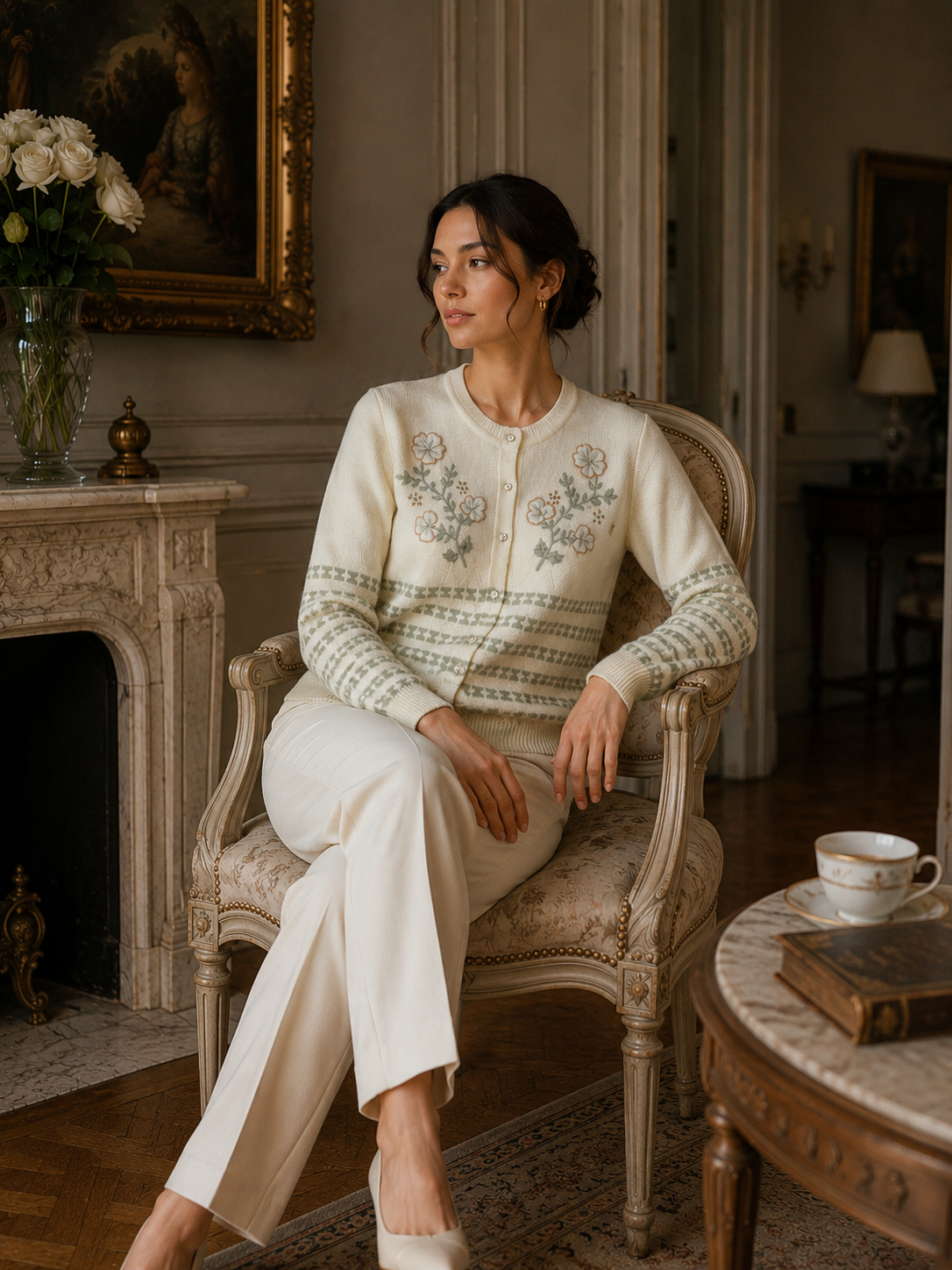 White Knitted Cardigan