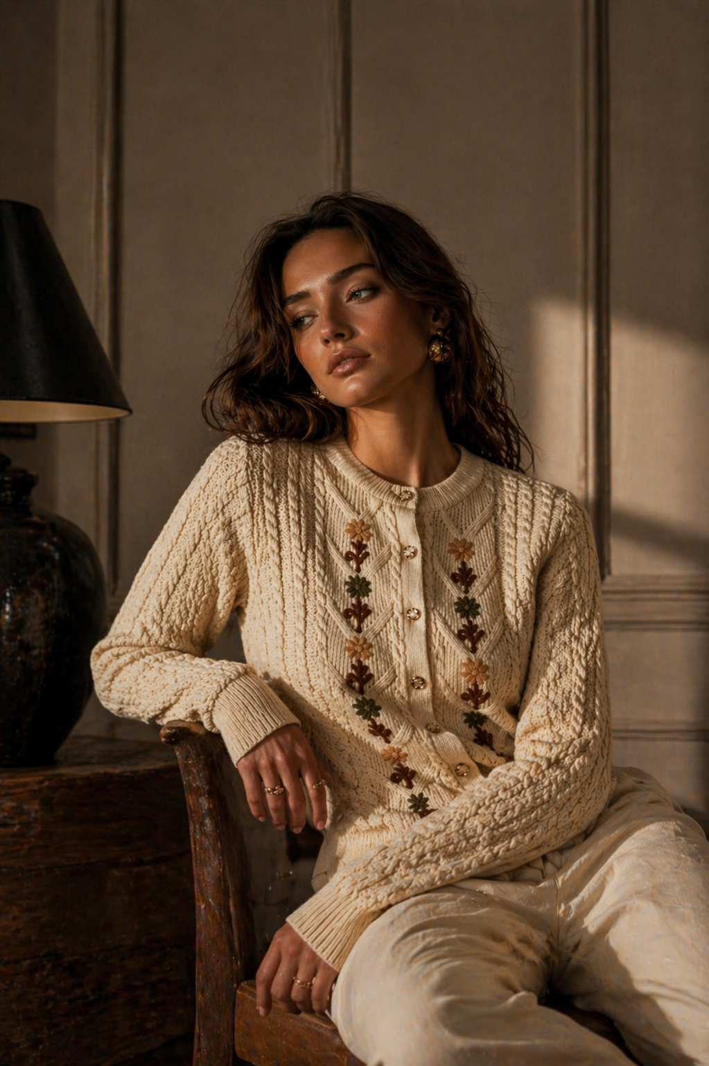 Beige Knitted Cardigan