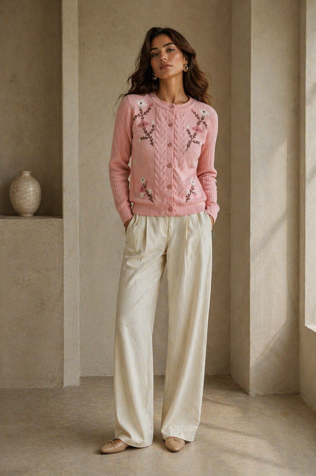 Pink Knitted Cardigan