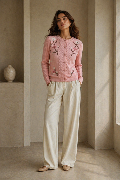 Pink Knitted Cardigan