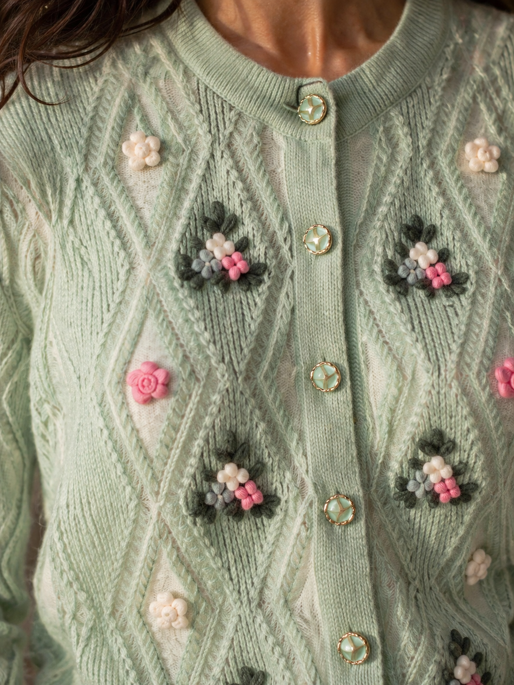 Knitted Flower Cardigan