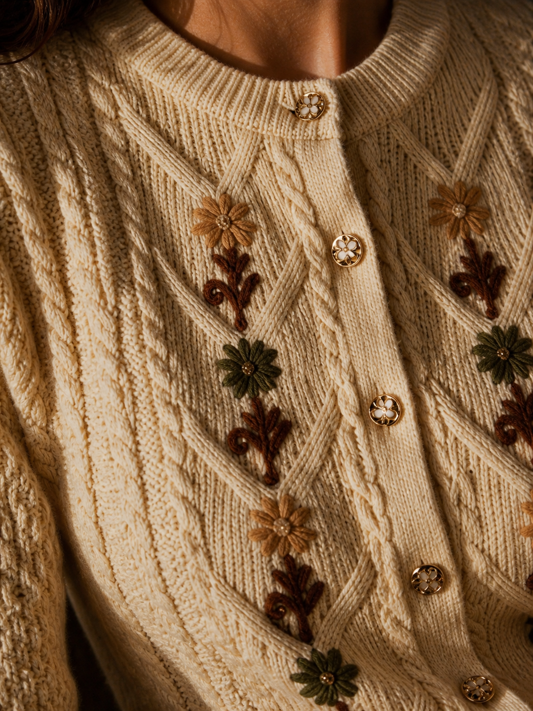 Beige Knitted Cardigan