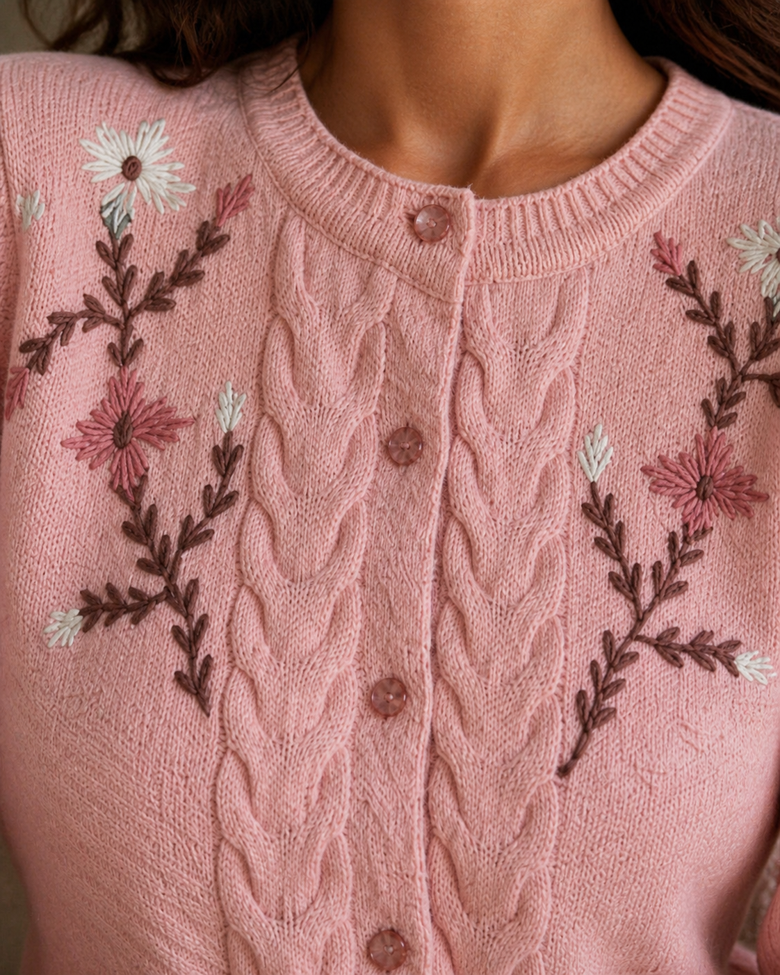 Pink Knitted Cardigan