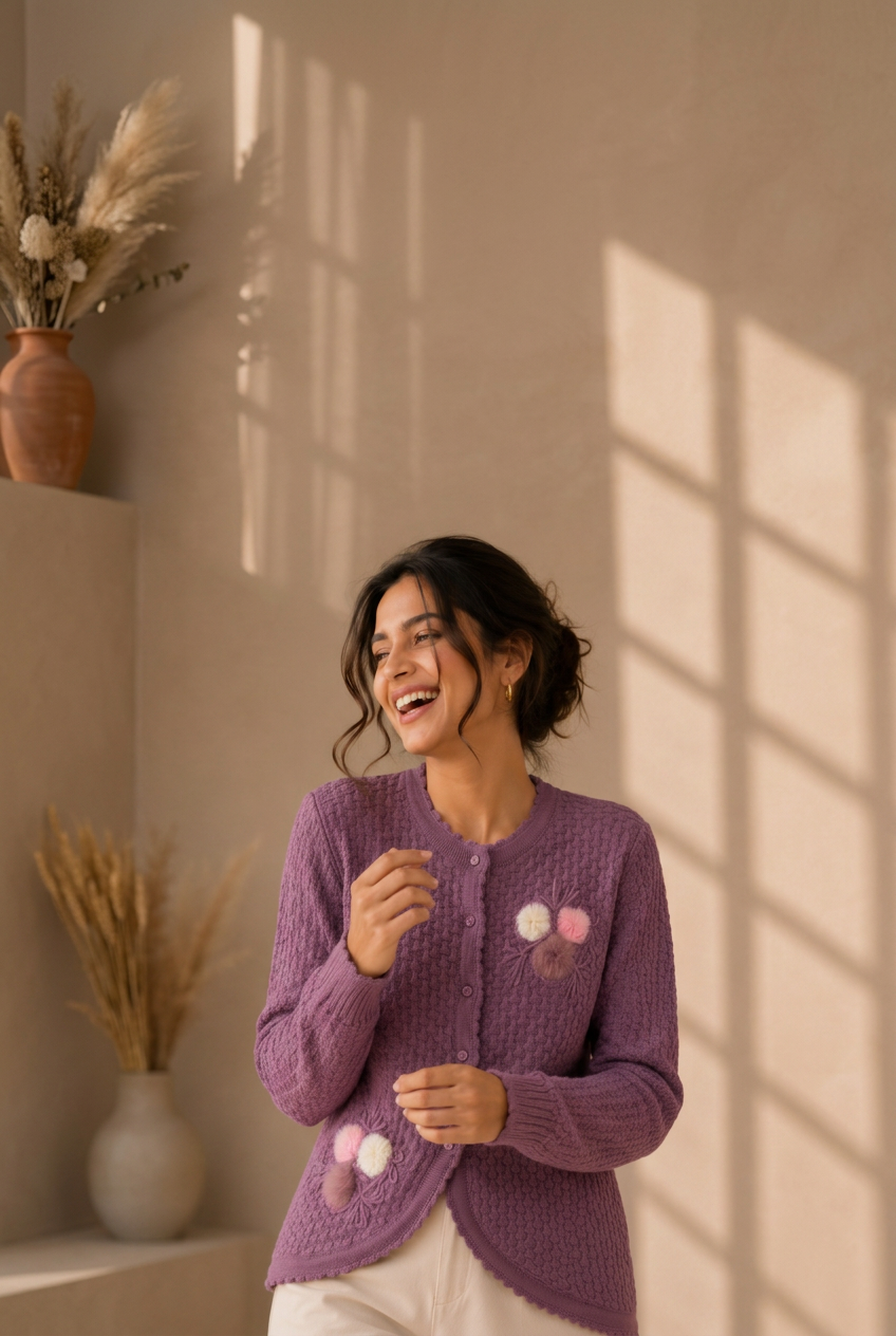 Purple Knitted Cardigan