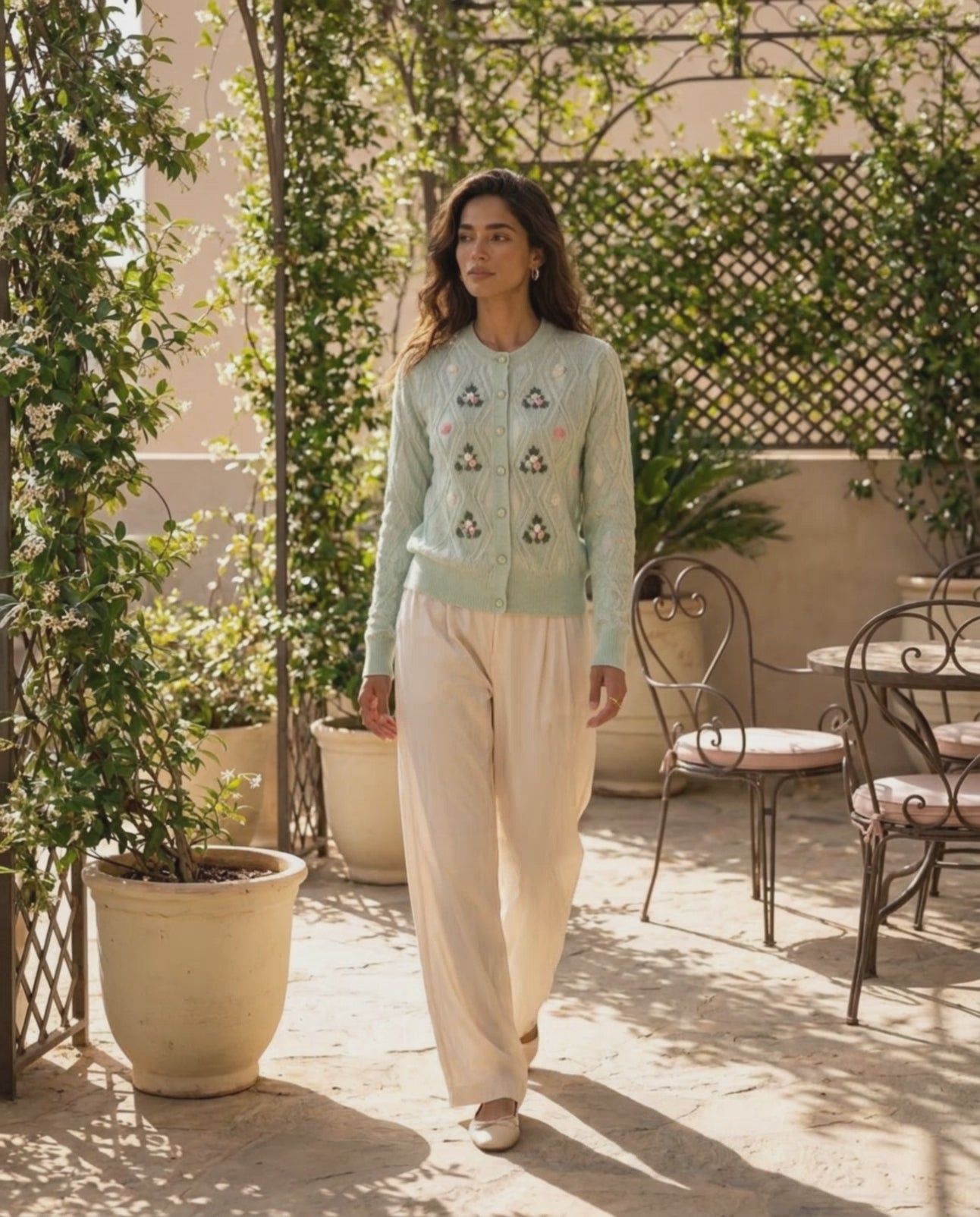 Knitted Flower Cardigan