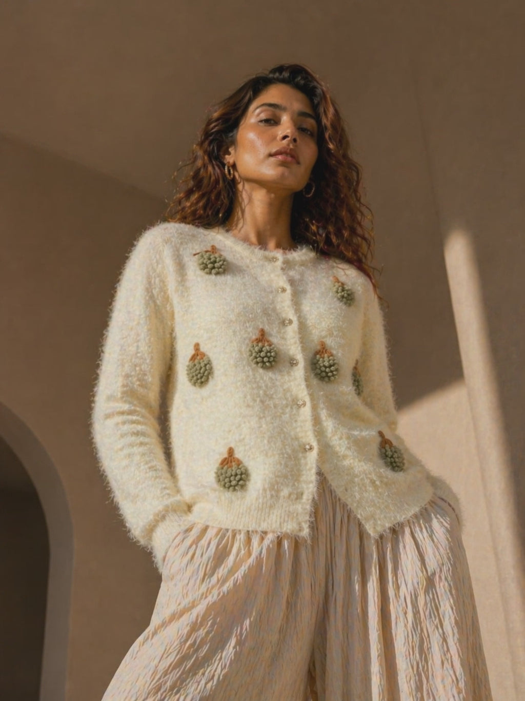 Creme Faux Fur Cardigan