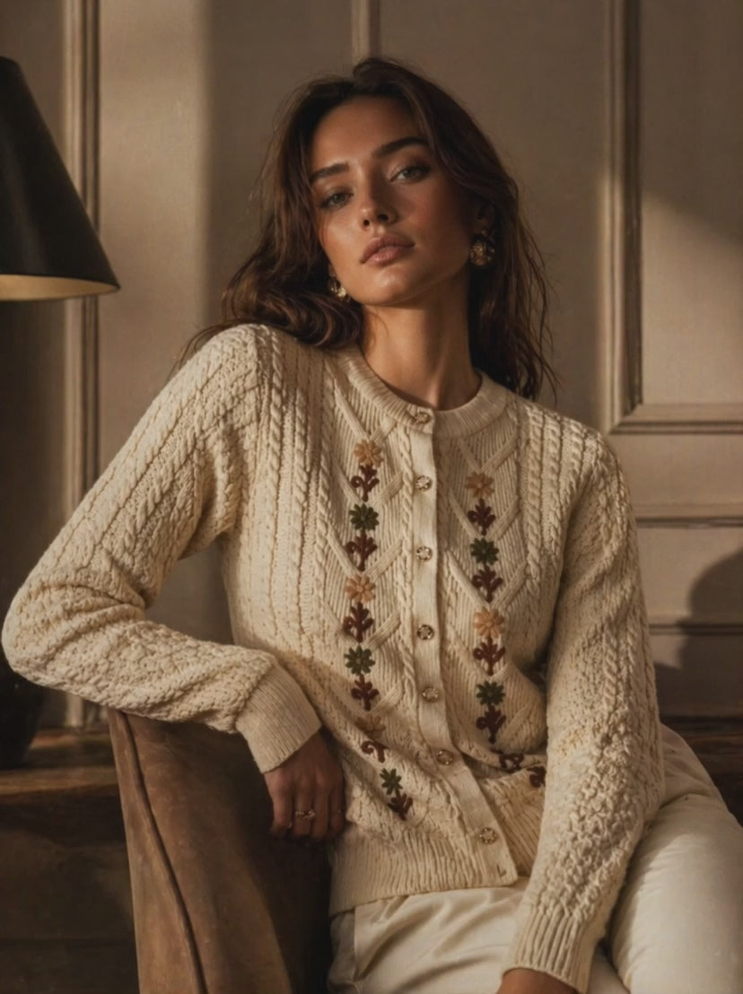 Beige Knitted Cardigan